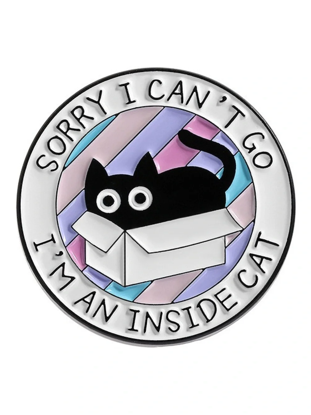 Sorry I Can’t Go I’m an Inside Cat Enamel Pin – Cute Black Cat Lapel Pin Badge